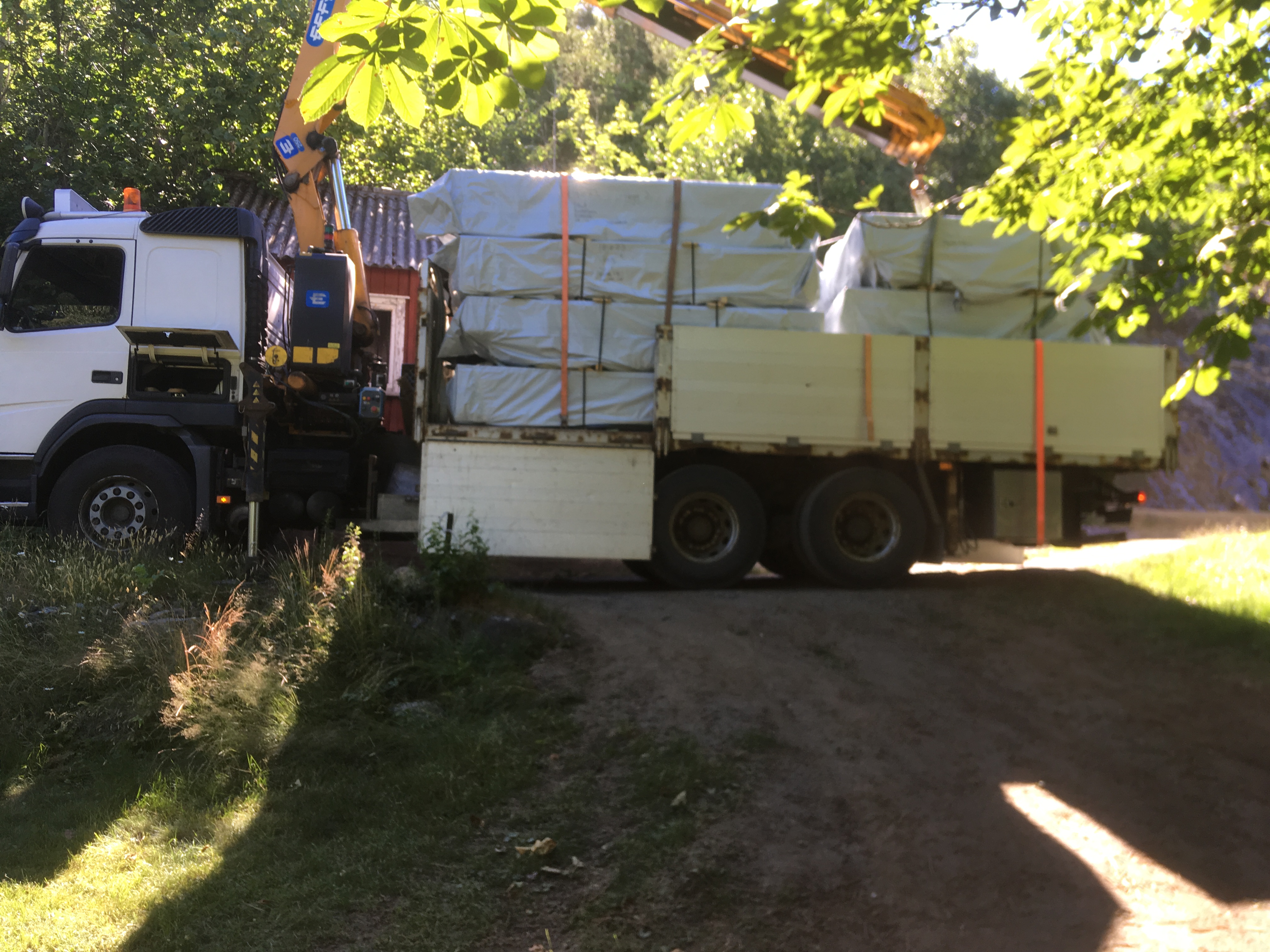 Levering av materialer på byggeplass